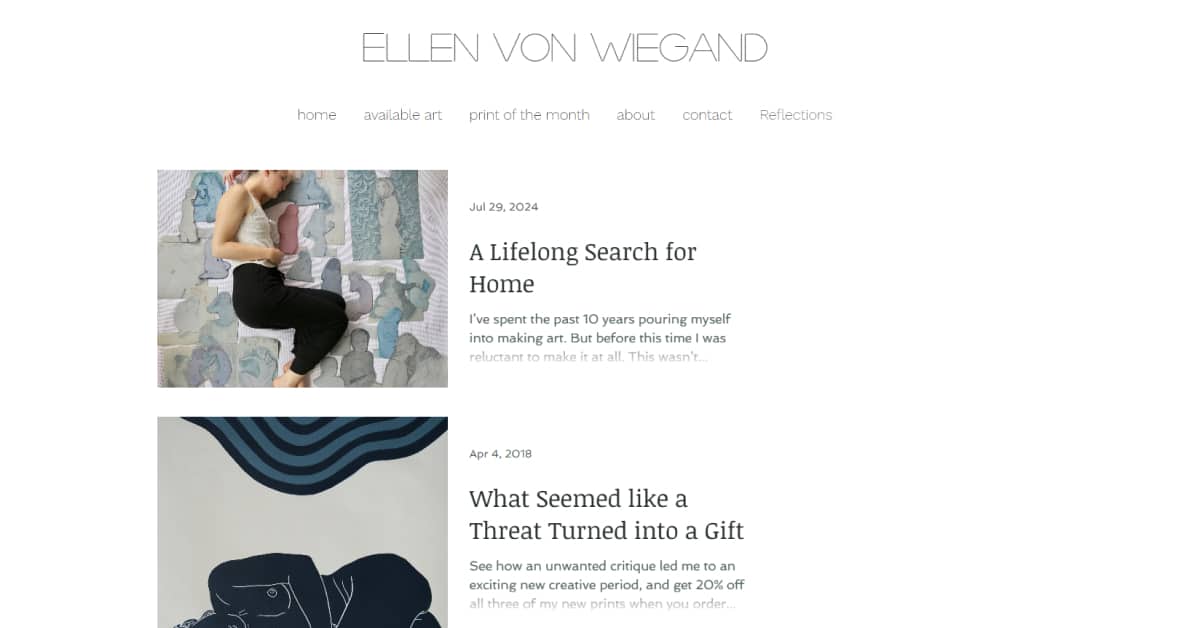Wiegand - Wix Ecommerce Store Example Ellen Von Wiegand - Wix Blog Website Examples