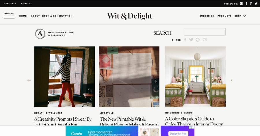 Wit & Delight - Lifestyle Website Example