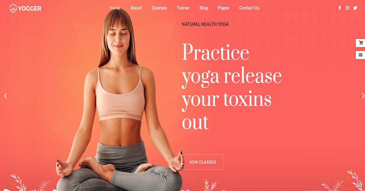 Yogger - Training Website Ciana Newman - Model Website Examples
