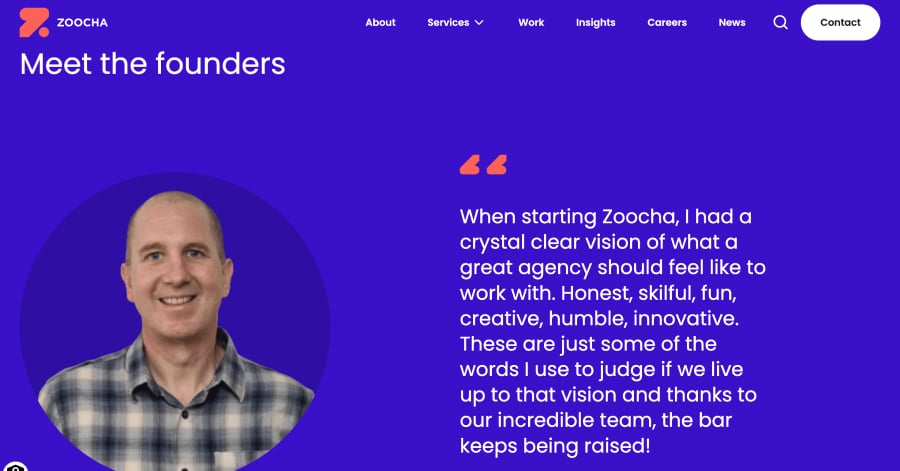 Zoocha - Meet The Team Design Example