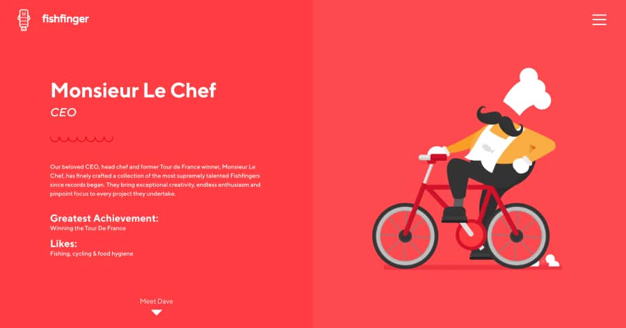fishfinger - Meet The Team Design Example