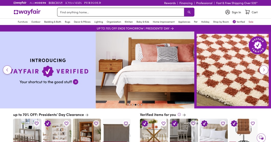 wayfair - Lead Generation Website Example