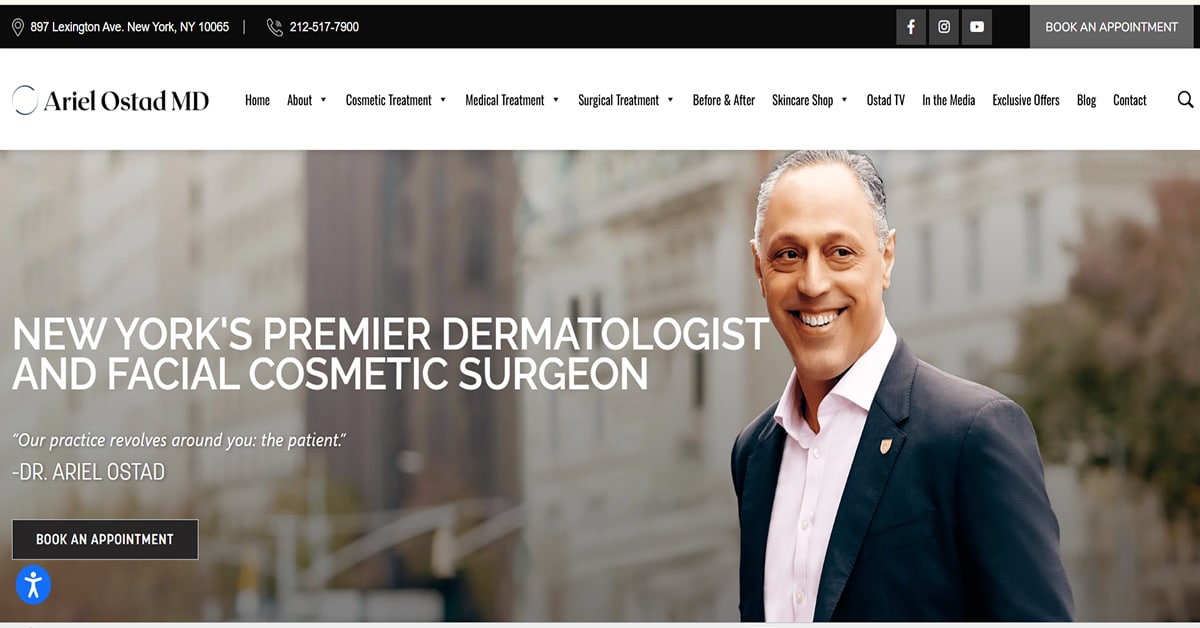Ariel Ostad - Dermatoloy Web Design Investment Advisor App - Glassmorphism Website Examples