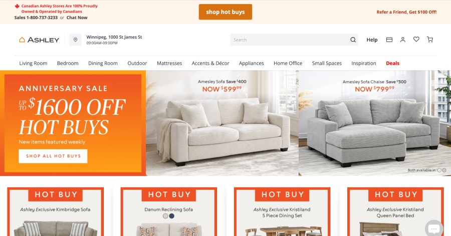 Ashley - Furniture Store Website Examples