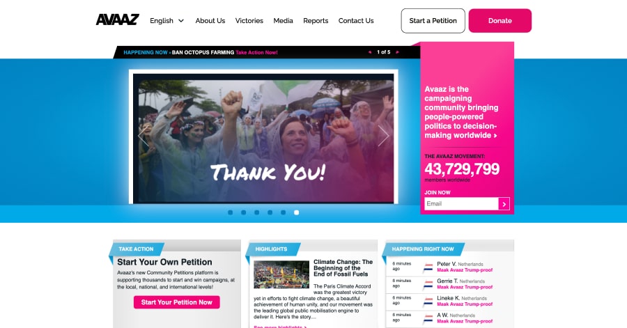 Avaaz - Petition Website Examples