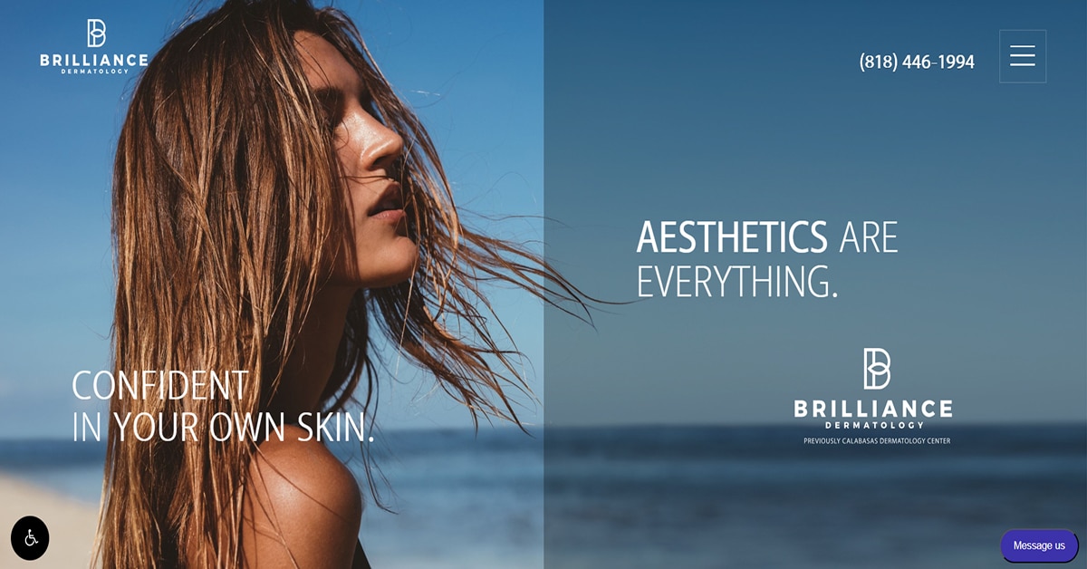 Brilliance Dermatology - Dermatoloy Web Design Investment Advisor App - Glassmorphism Website Examples