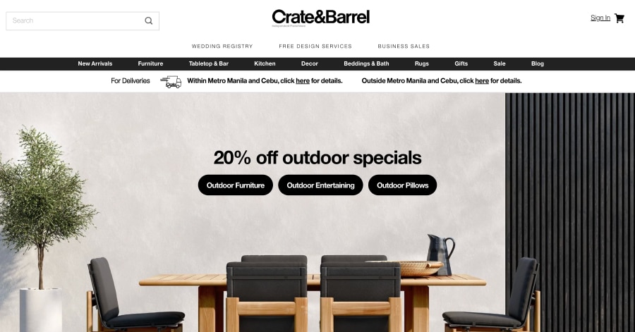 Crate&Barrel - Furniture Store Website Examples Amazon Carousel Website Examples