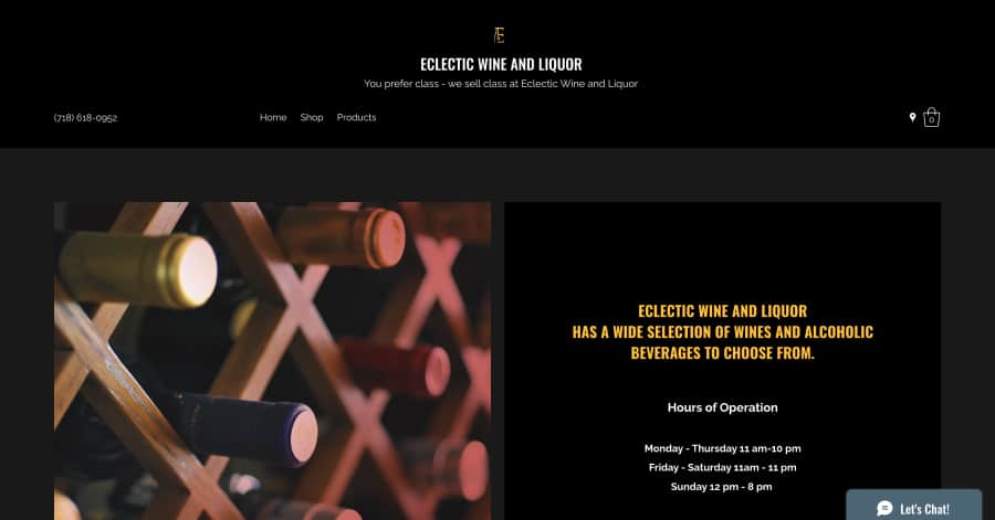 Eclectic Wine and Liquor - Liquor Store Website Examples