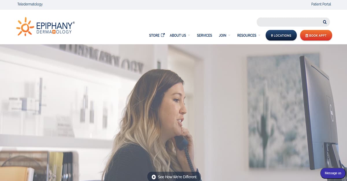 Epiphany Dermatology - Dermatoloy Web Design Investment Advisor App - Glassmorphism Website Examples