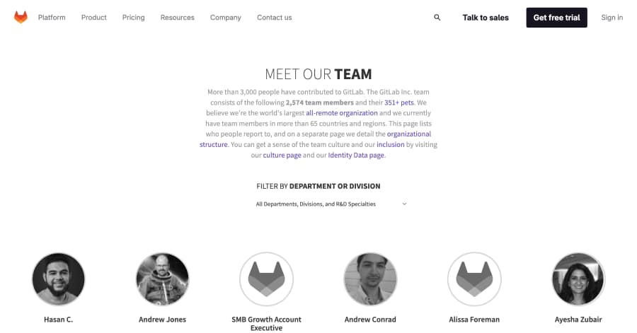 GitLab - Meet the Team Website Examples GitLab - Meet the Team Website Examples
