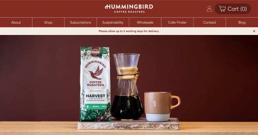 Hummingbird Coffee Roasters - Orange Website Examples Hummingbird Coffee Roasters - Orange Website Examples