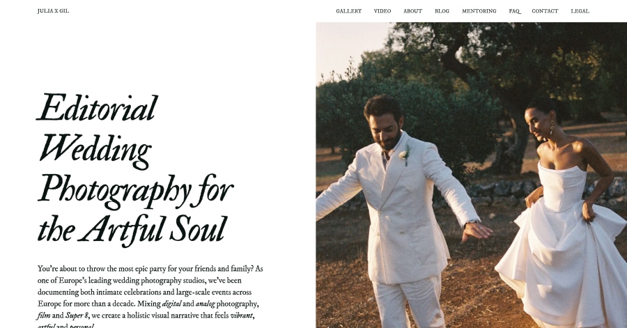 Julia x Gil - Photography Website Examples Julia x Gil - Photography Website Examples