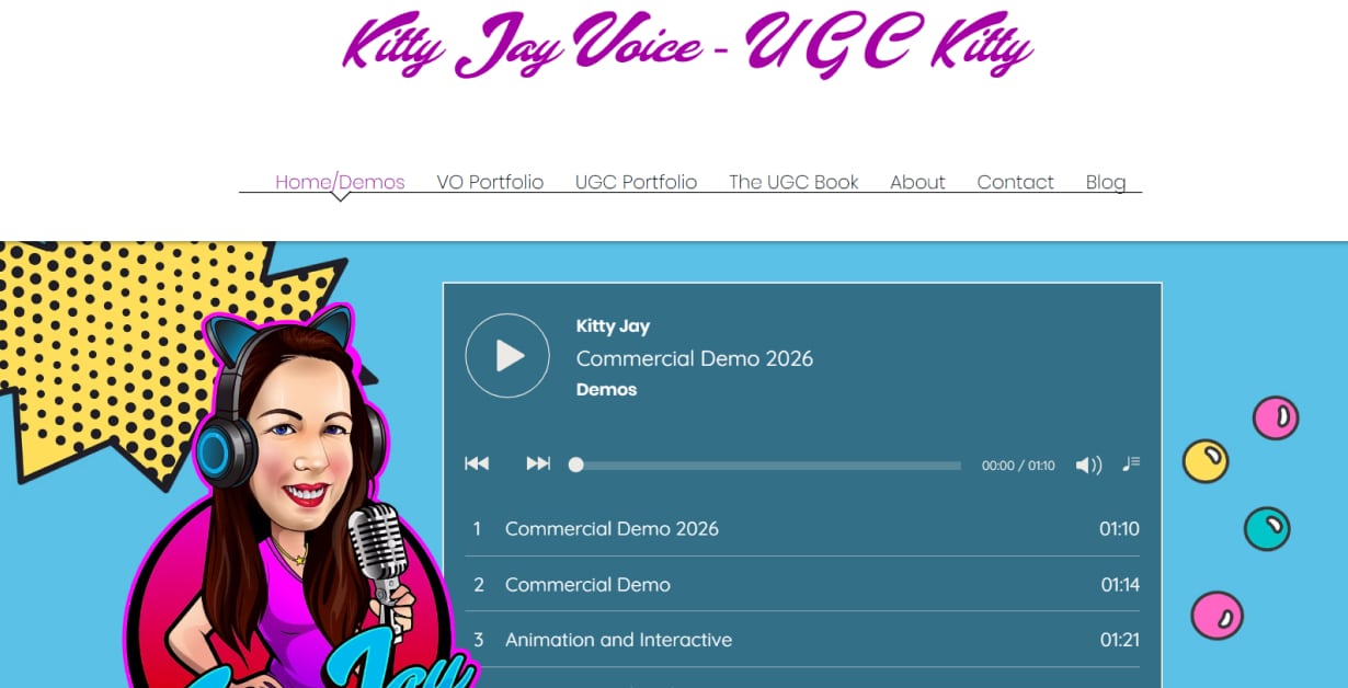 Kitty J Voice - Voice Actor Website tamara clark - voice actor website examples