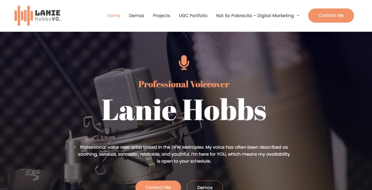 Lannie Hobbs - Voice Actor Website tamara clark - voice actor website examples