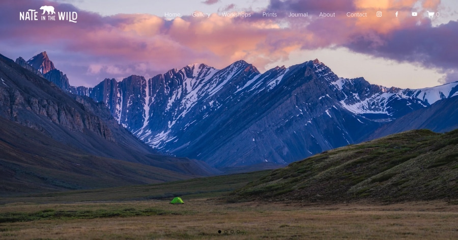 Nate in the Wild - Photography Website Examples Nate in the Wild - Photography Website Examples
