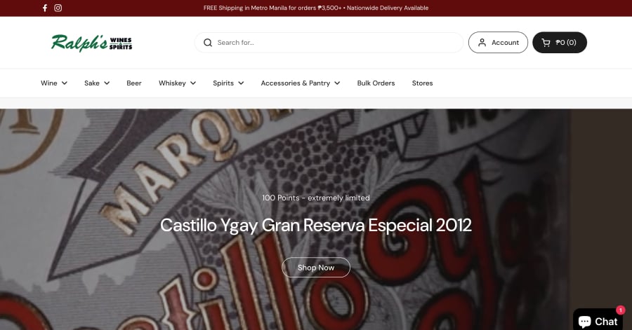 Ralph's Wine & Spirits - Liquor Store Website Examples