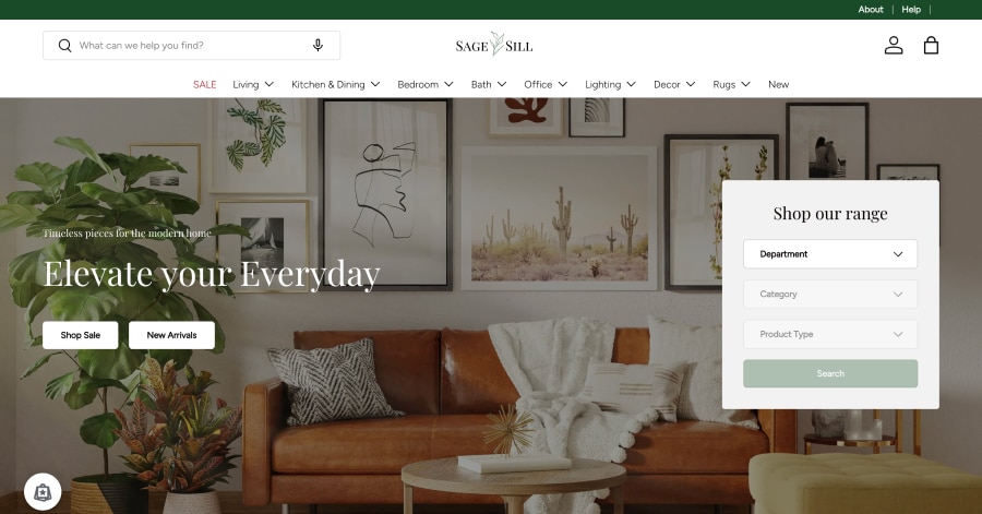 Sage & Sill - Furniture Store Website Examples