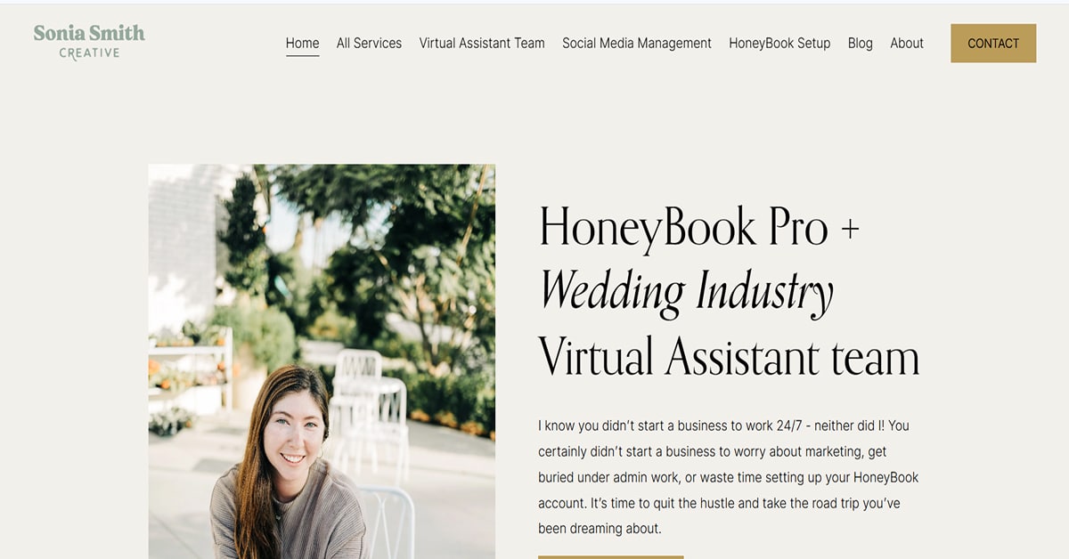 amanda kime - virtual assistant website example