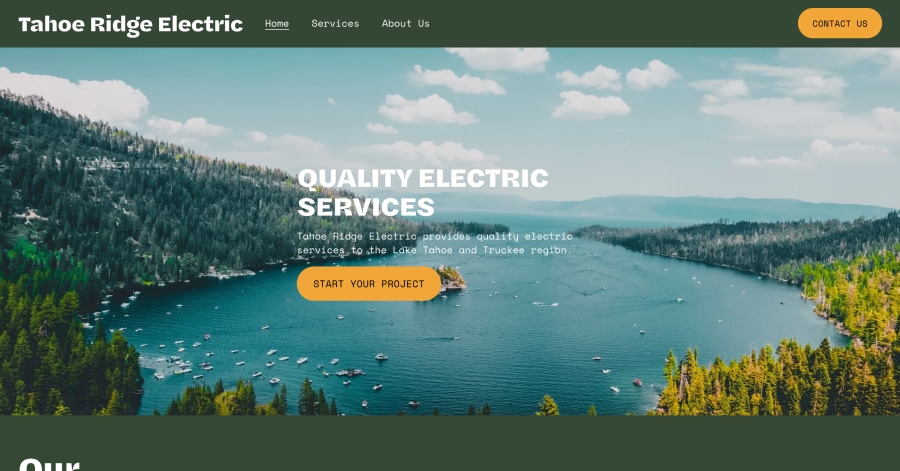 Tahoe Ridge Electric - Electrician Website Examples