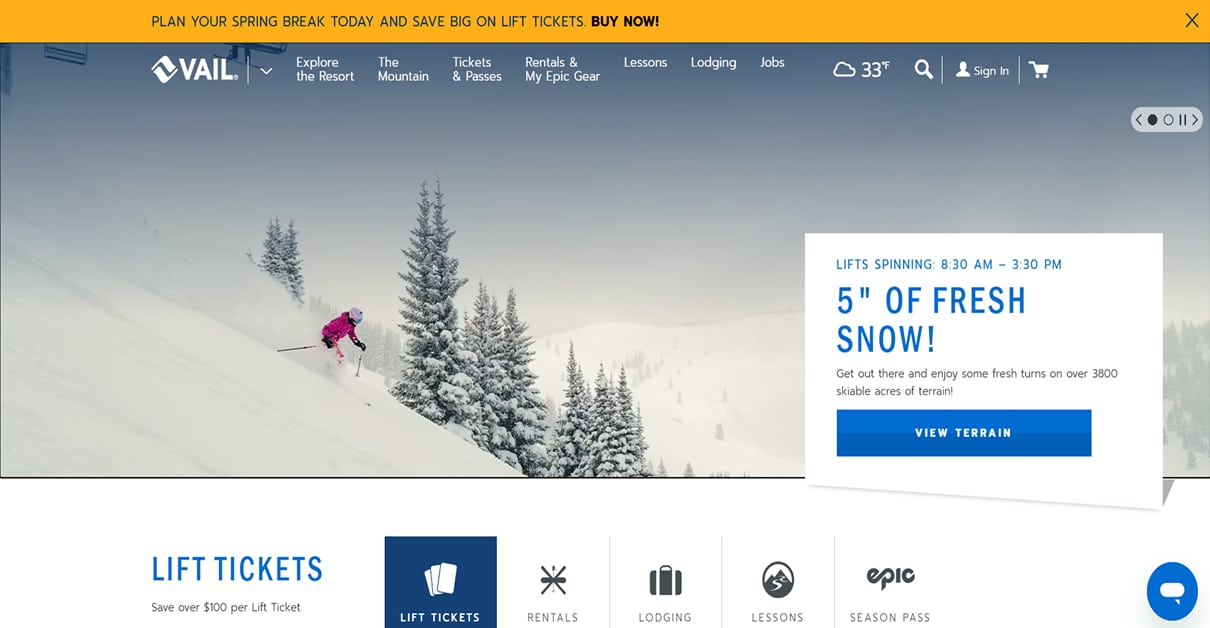 Mountain Lodge - Ski Resort Website Examples