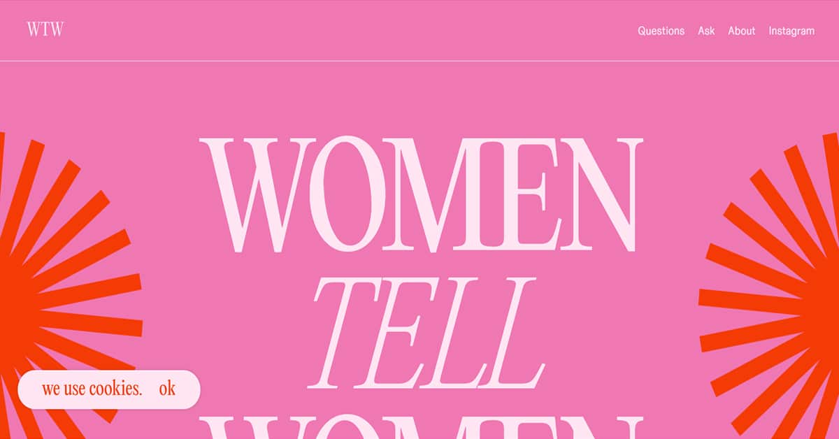 Women Tell Women - Playful Website Best Pink Website Examples_Pink Cafe
