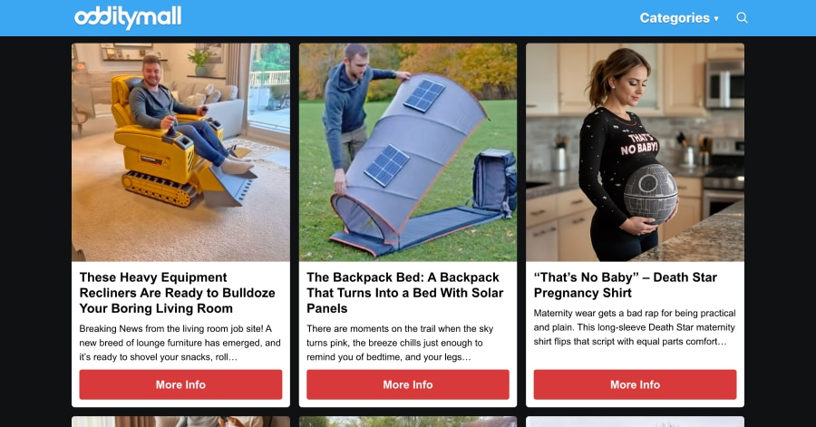 odditymall - Furniture Store Website Examples