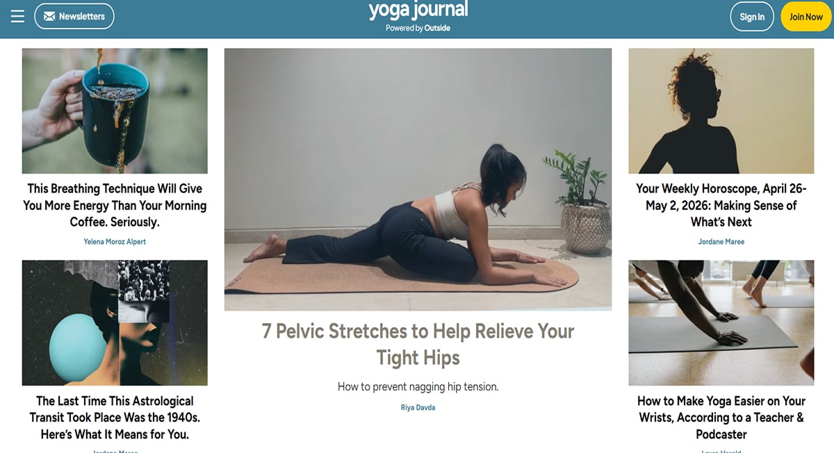 A-Z Directory of Yoga Poses - Pillar Page Caitlin Christine - Model Website Examples