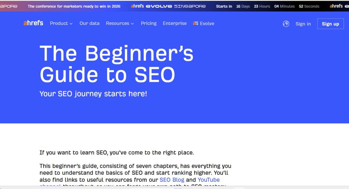 AHREFS – SEO_ The Complete Guide for Beginners - Pillar Page Netflix - Carousel Website Examples