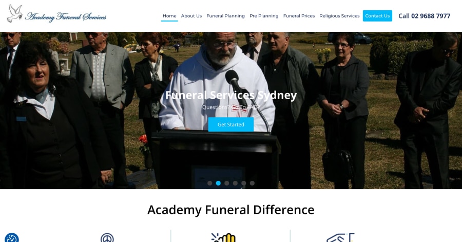 Academy Funeral Services - Funeral Website Examples