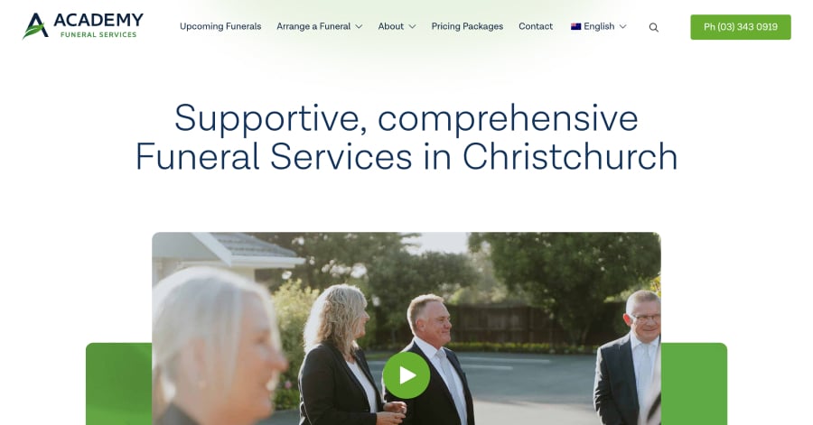 Academy - Funeral Website Examples academy funeral services - funeral website example