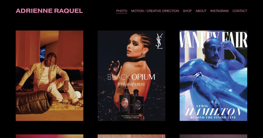 Adrienne Raquel - Influencer Website Examples adrienne raquel - influencer website example