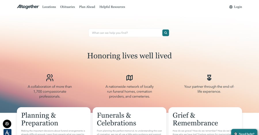 Altogether - Funeral Website Examples afterall - funeral website example