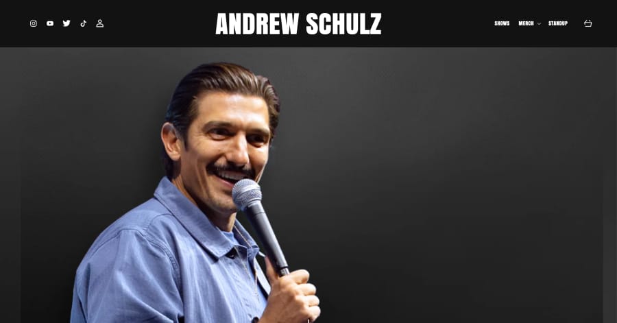 Andrew Schulz - Squarespace Comedian Website Examples