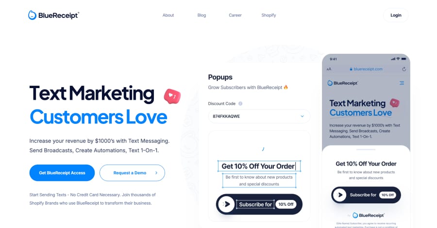 BlueReceipt - Landing Page Design Example BlueReceipt