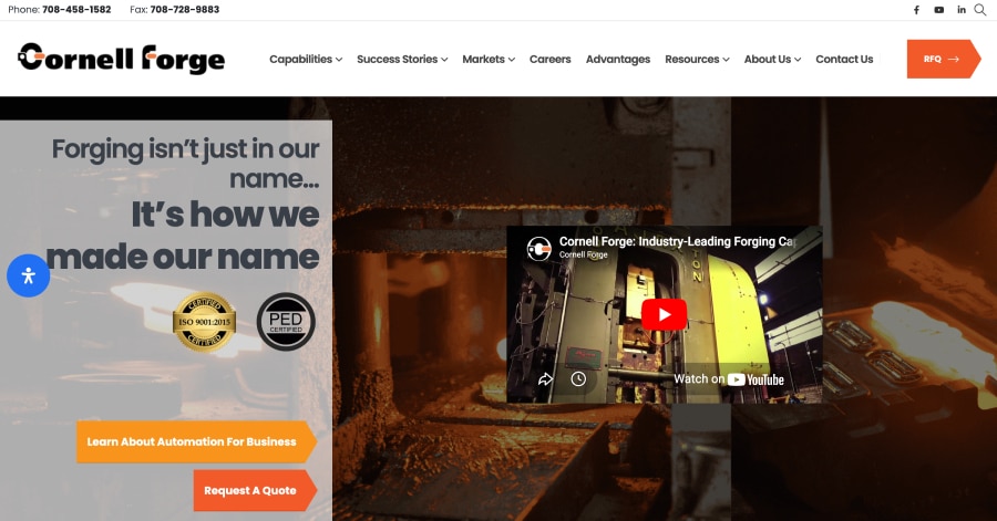 Cornell Forge - Factory Website Example Cornell Forge - Factory Website Example
