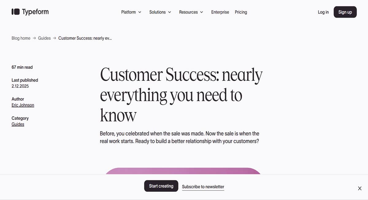 Customer Success_ nearly everything you need to know - Pillar Page Bohemia Design - Carousel Website Examples