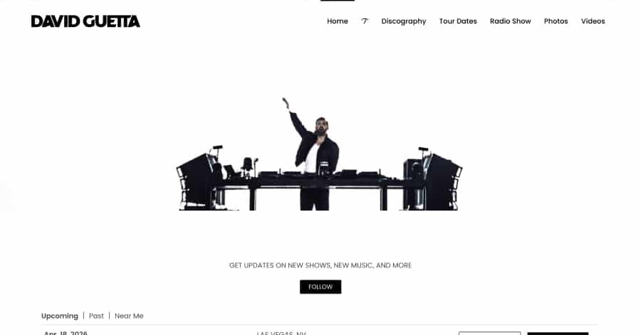 David Guetta - DJ Website Examples Best DJ Websites_David Guetta