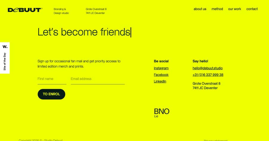 Debuut - Footer Website Design Example