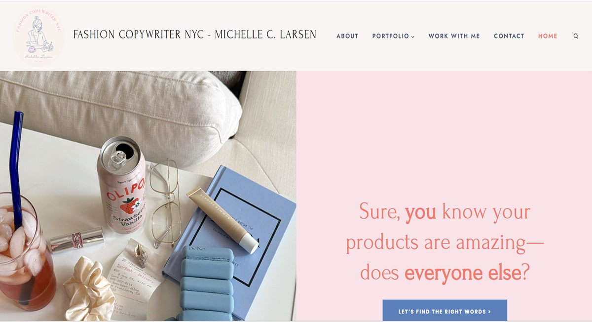 Fashion Coppywriter - Pink Web Design Best Pink Website Examples_Michelle Larsen