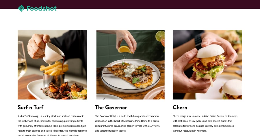 Foodshot - Startup Website Example Ethos Startup Website Example