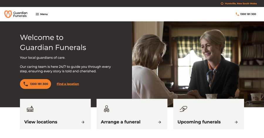 Guardian Funerals - Funeral Website Examples