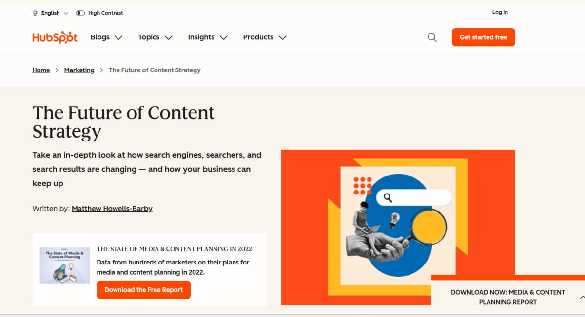 Hubspot – The Future of Content Strategy - Pillar Page Ira Pavlona - Model Website Examples