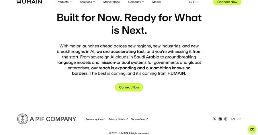 Humain - Footer Website Design Example humain - footer example