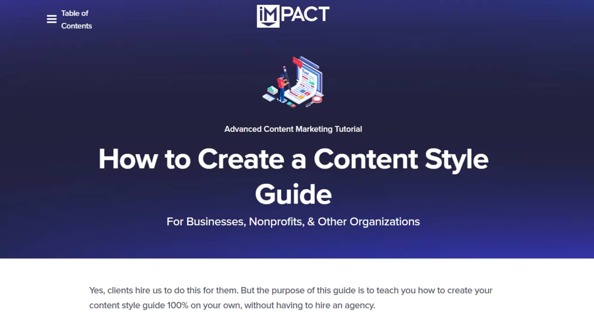 IMPACT – How to Create a Content Style Guide - Pillar Page Barbara Lim - Model Website Examples