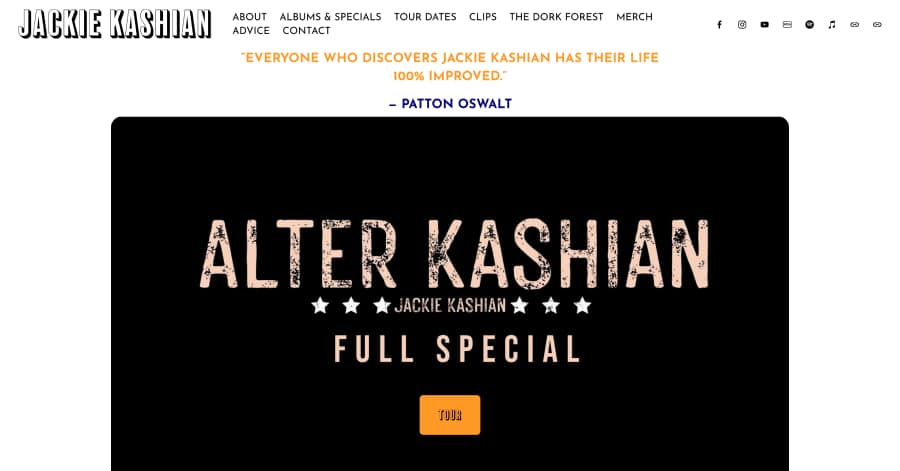 Jackie Kashian - Squarespace Comedian Website Examples