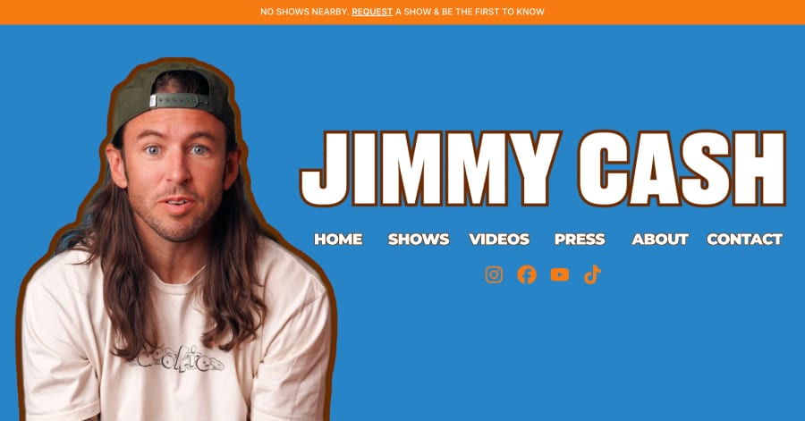 Jimmy Cash - Squarespace Comedian Website Examples