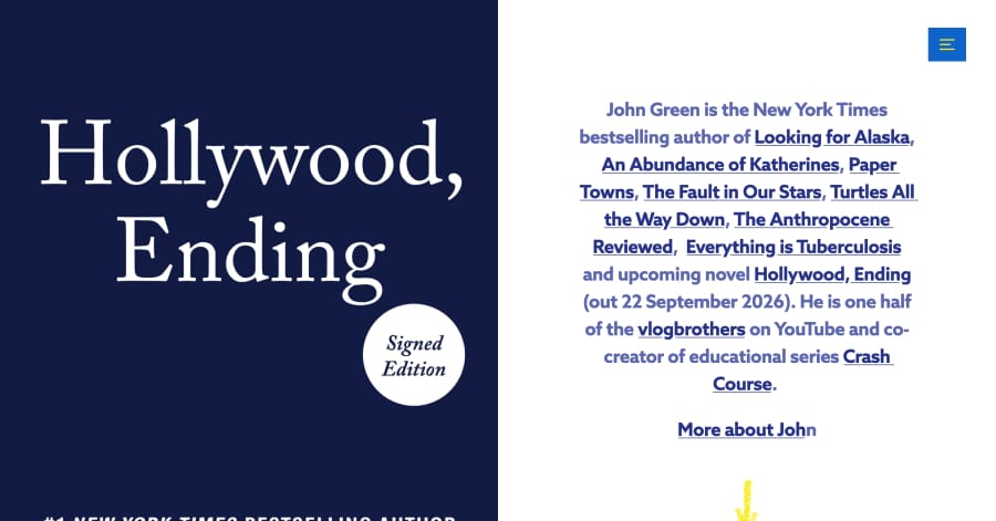 John Green - Influencer Website Examples john green - influencer website example