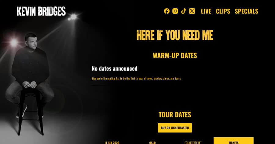 Kevin Bridges - Comedian Website Example Kooyonga Golf Club - Golf Course Website Examples