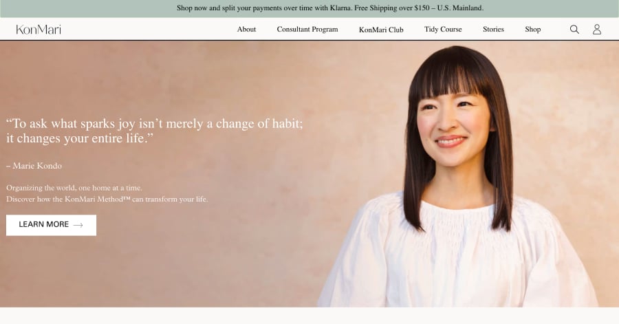 Kon Mari - Influencer Website Examples