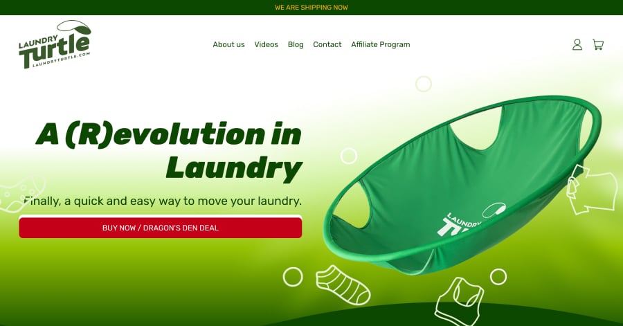 Laundry Turtle - Landing Page Design Example